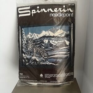 Spinnerin Needlepoint Kit Tibet Snow Leopard Mountain Conn B Gibney NP 248 Vinta